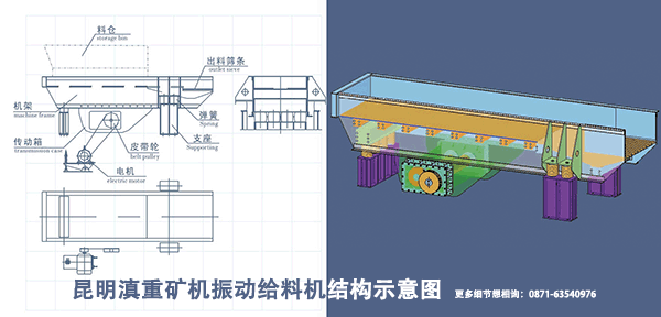 振動喂料機內(nèi)部結(jié)構(gòu)示意圖